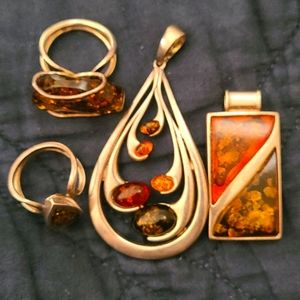 Sterling Silver Amber Jewelry Bundle